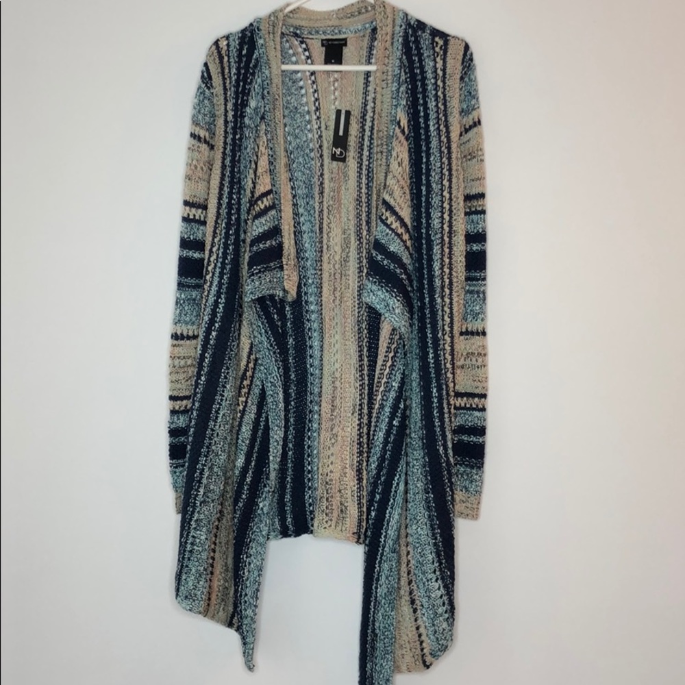 NWT BoHo duster sweater navy pink sand tan